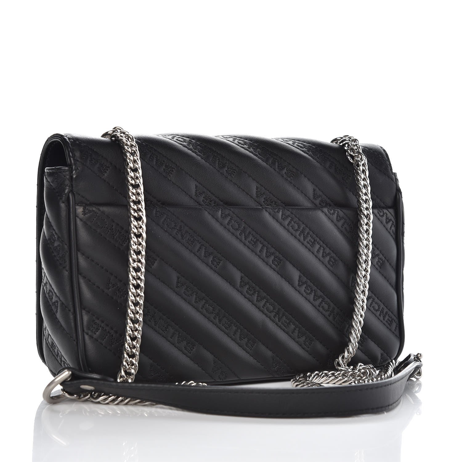Balenciaga Calfskin Logo Matelasse S BB Round Crossbody Bag Black 3 of 6