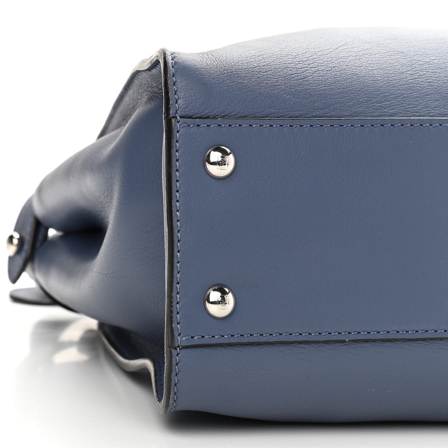 Fendi Calfskin Medium Peekaboo Iconic Satchel Blue 10 of 13