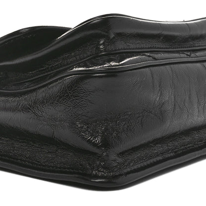 Saint Laurent Crinkled Calfskin Matelasse Monogram Baby Niki Chain Satchel Black 9 of 10