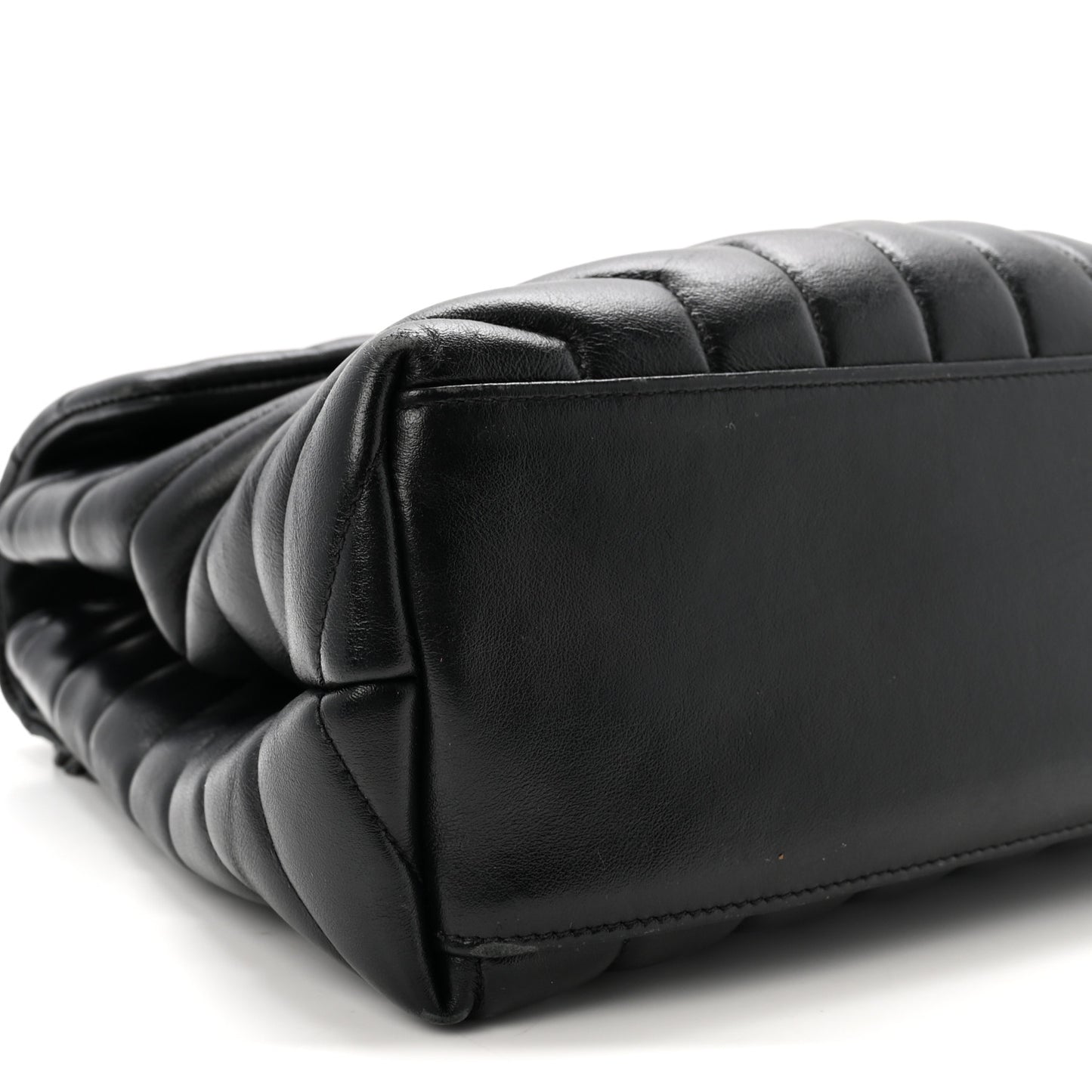Calfskin Y Quilted Monogram Medium Loulou Chain Satchel Black