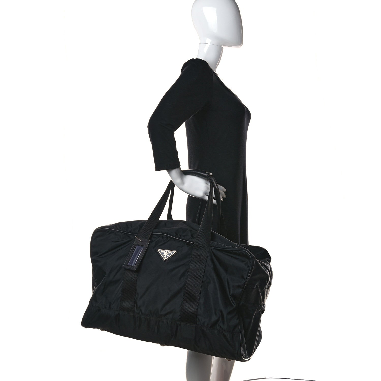 Prada Tessuto Nylon Saffiano Viaggio Carry On Travel Bag Black 3 of 13
