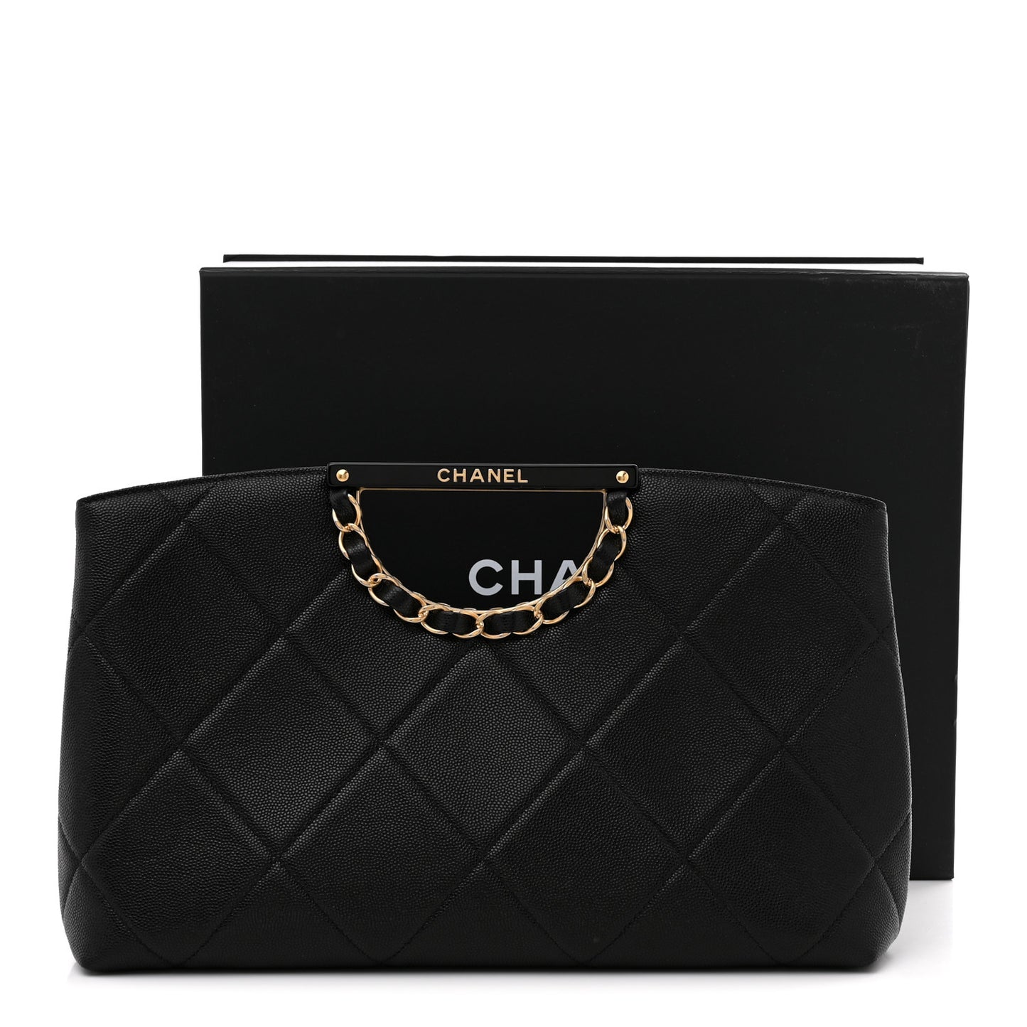 Caviar Quilted A Real Catch Clutch Black