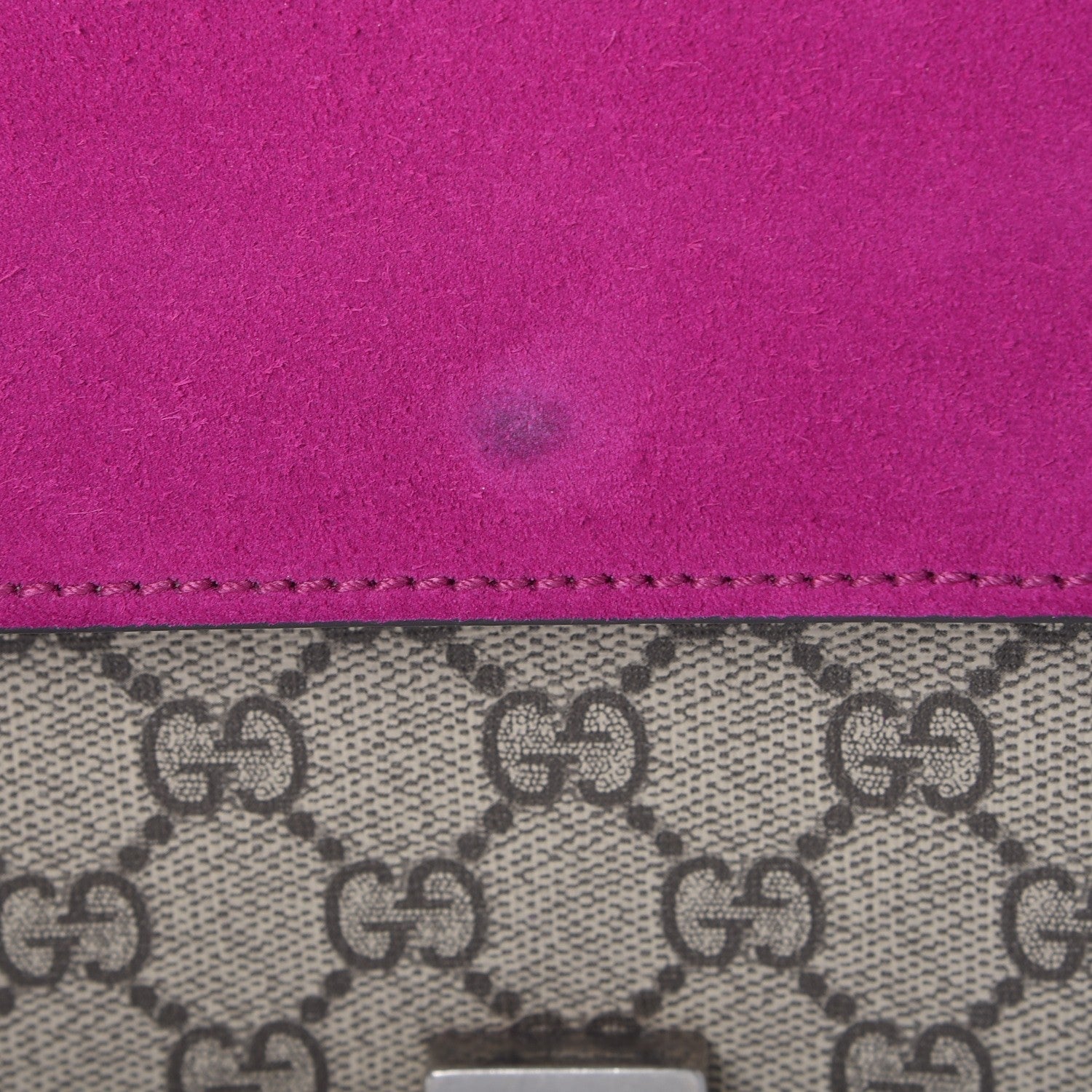 Gucci GG Supreme Monogram Suede Crystal Small Dionysus Shoulder Bag Beige Ebony Bright Purple 11 of 11