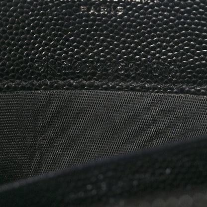 Saint Laurent Grain De Poudre Matelasse Chevron Monogram Envelope Chain Wallet Black White 7 of 10