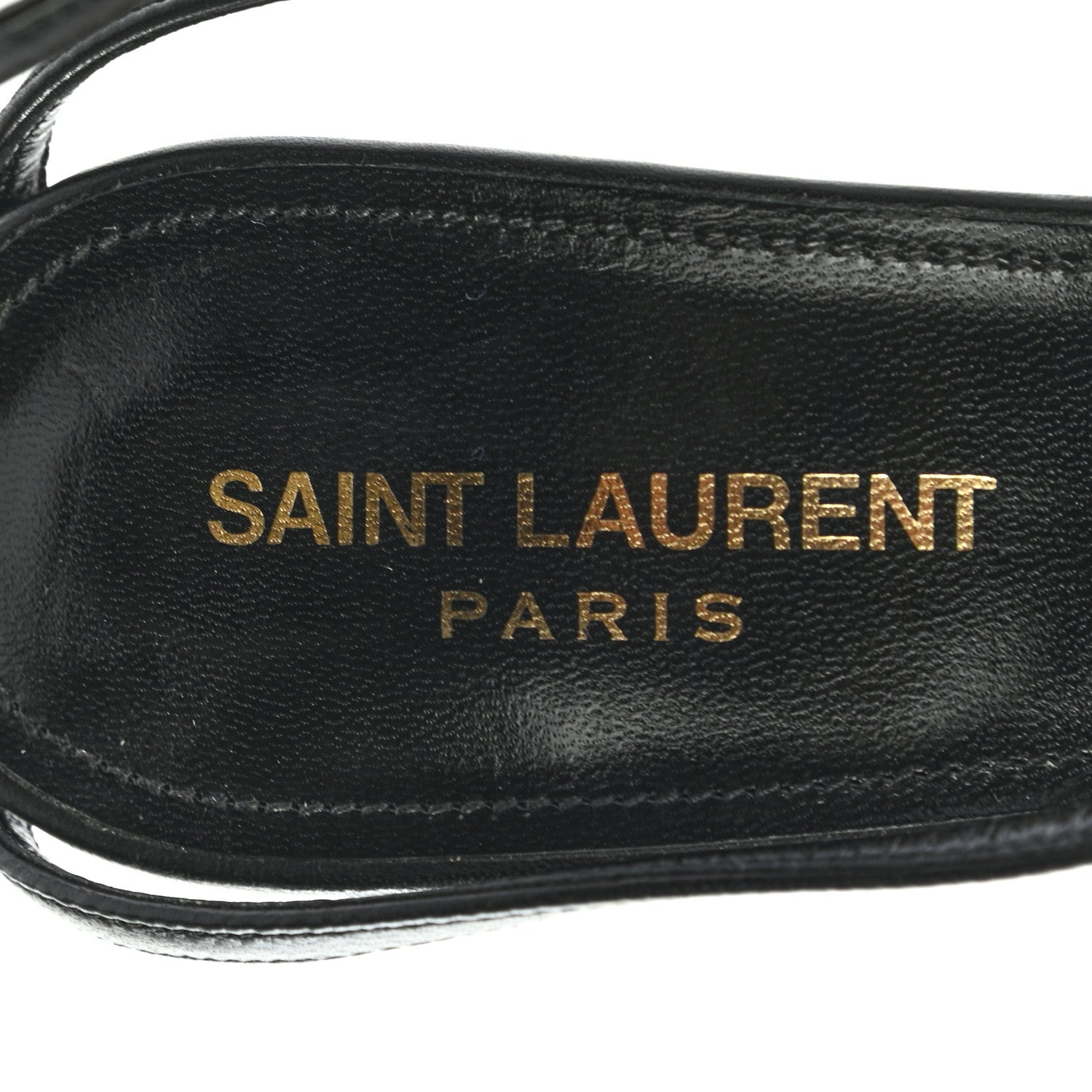 Saint Laurent Sheepskin Cassandra Bamboo Logo 110 Ankle Strap Sandals 38 Black 7 of 8