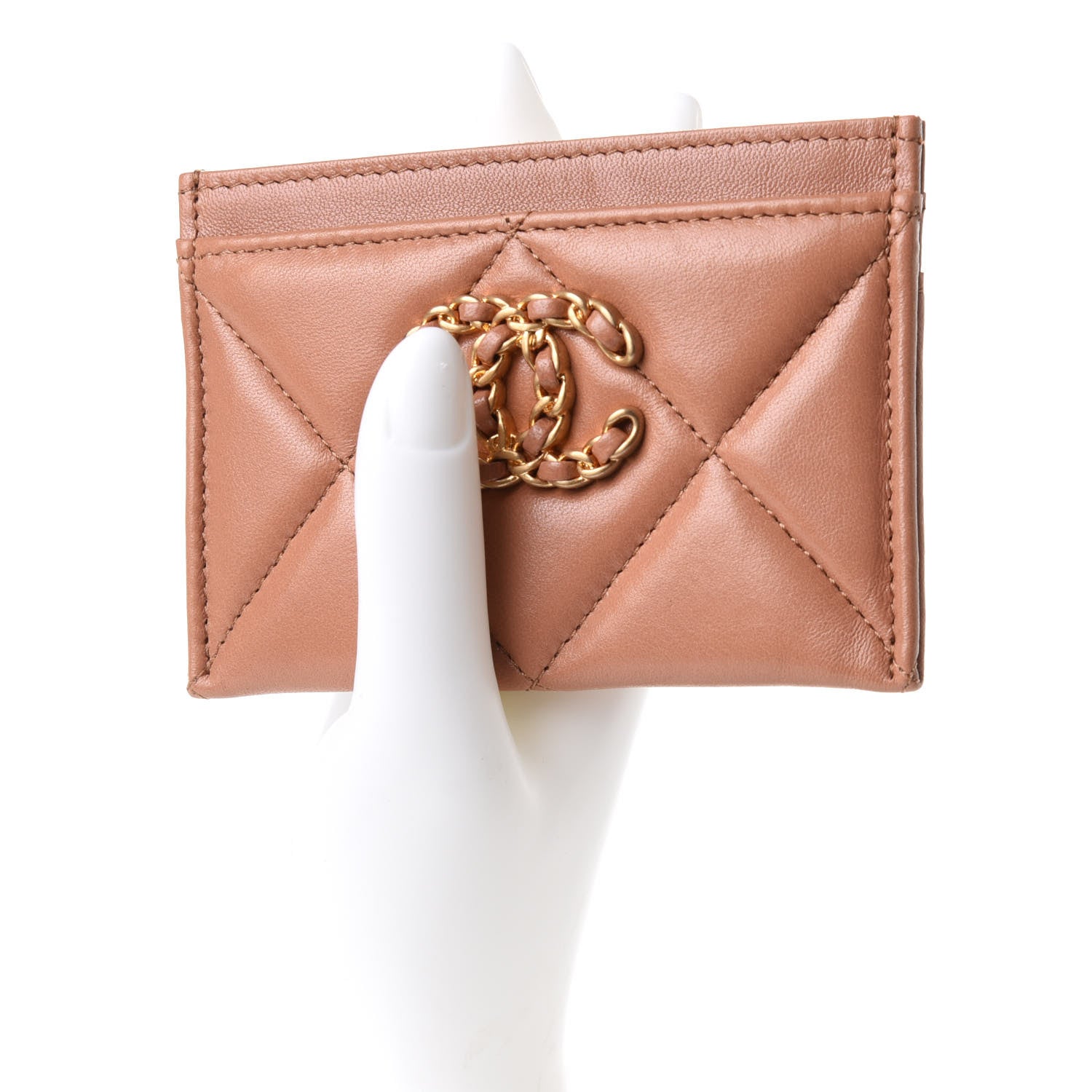 Chanel Lambskin Quilted Chanel 19 Card Holder Brown 2 of 8