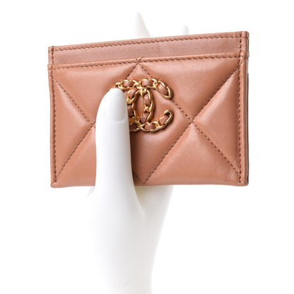 Chanel Lambskin Quilted Chanel 19 Card Holder Brown 2 of 8