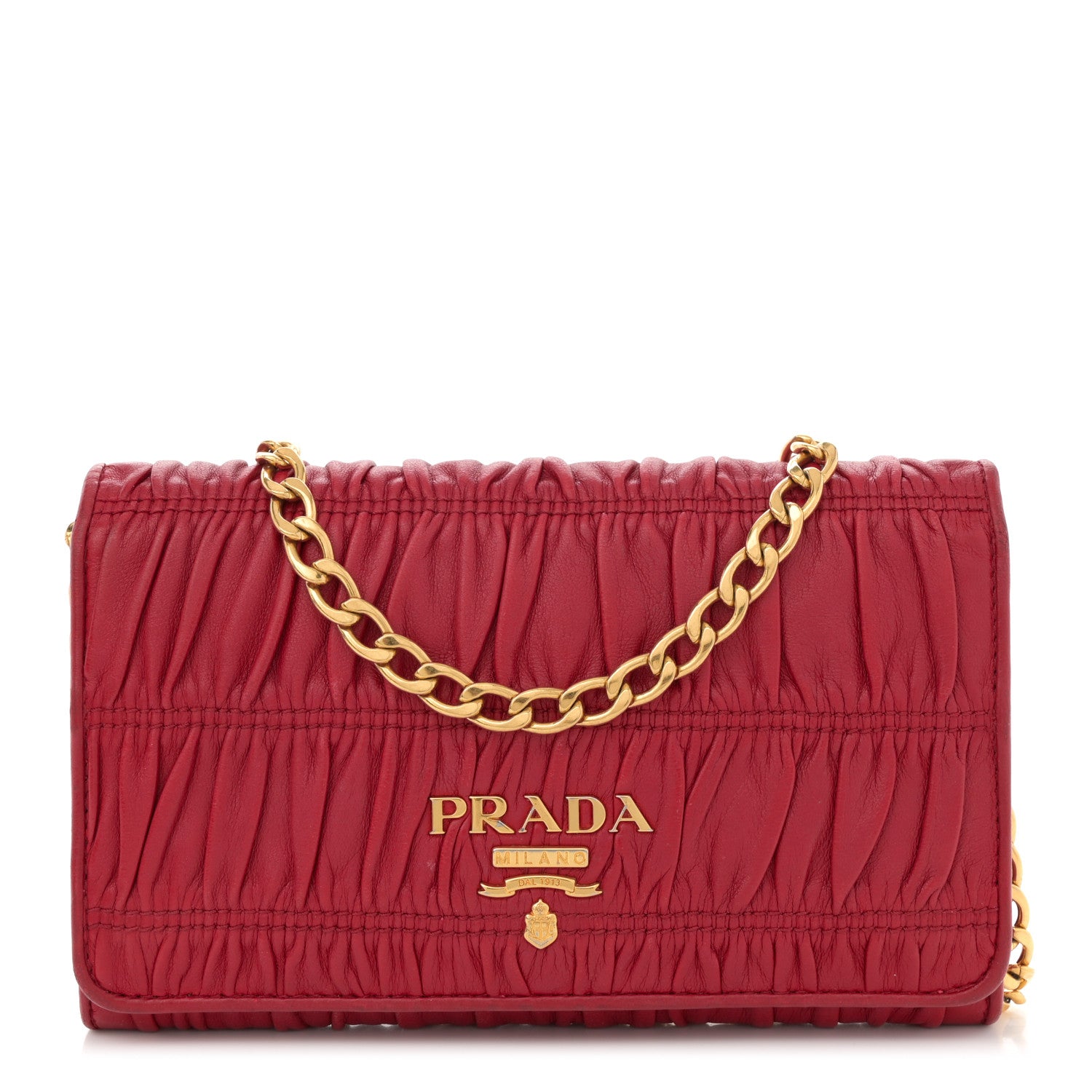 Prada Nappa Gaufre Wallet On Chain Fuoco 1 of 10
