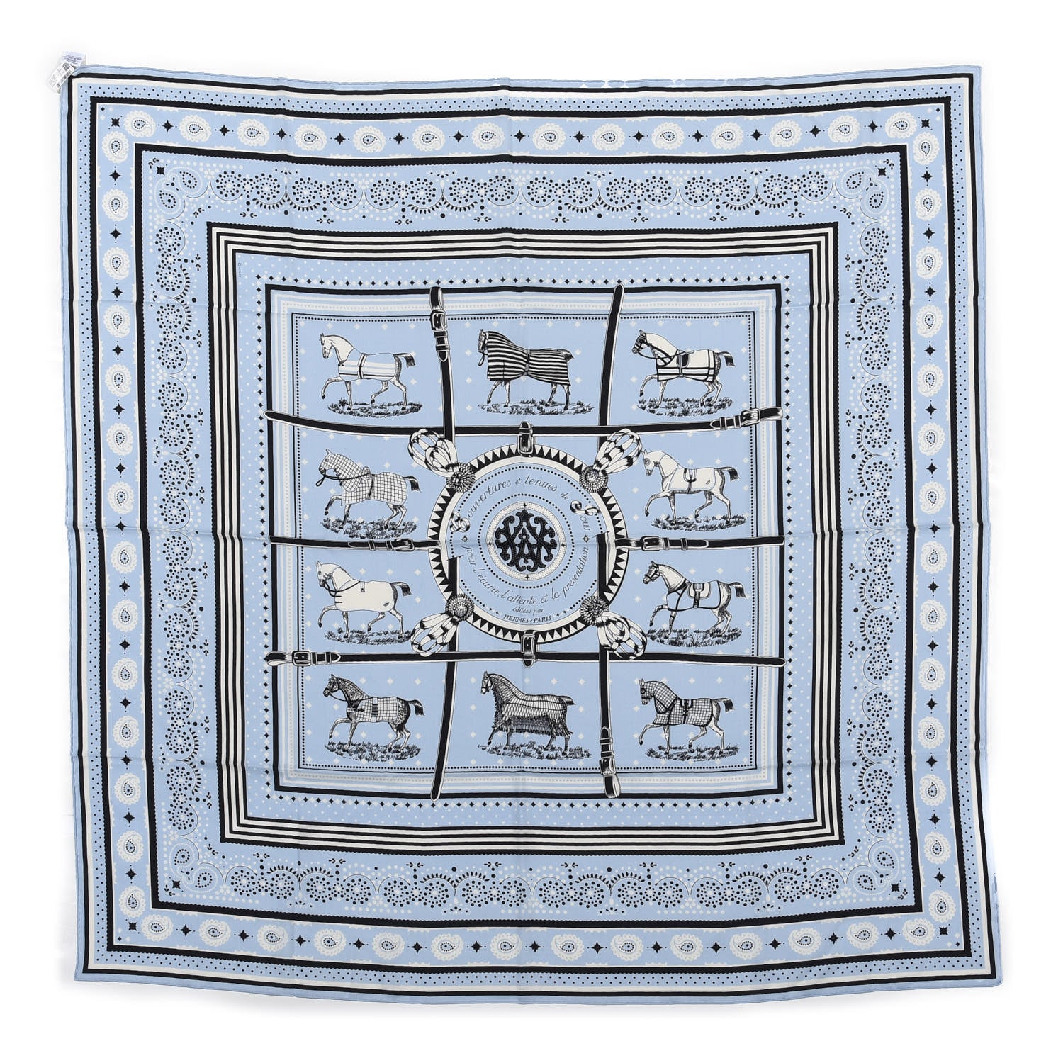 Hermes Cashmere Couvertures Et Tenues Shawl 140 Cile Black White 1 of 4