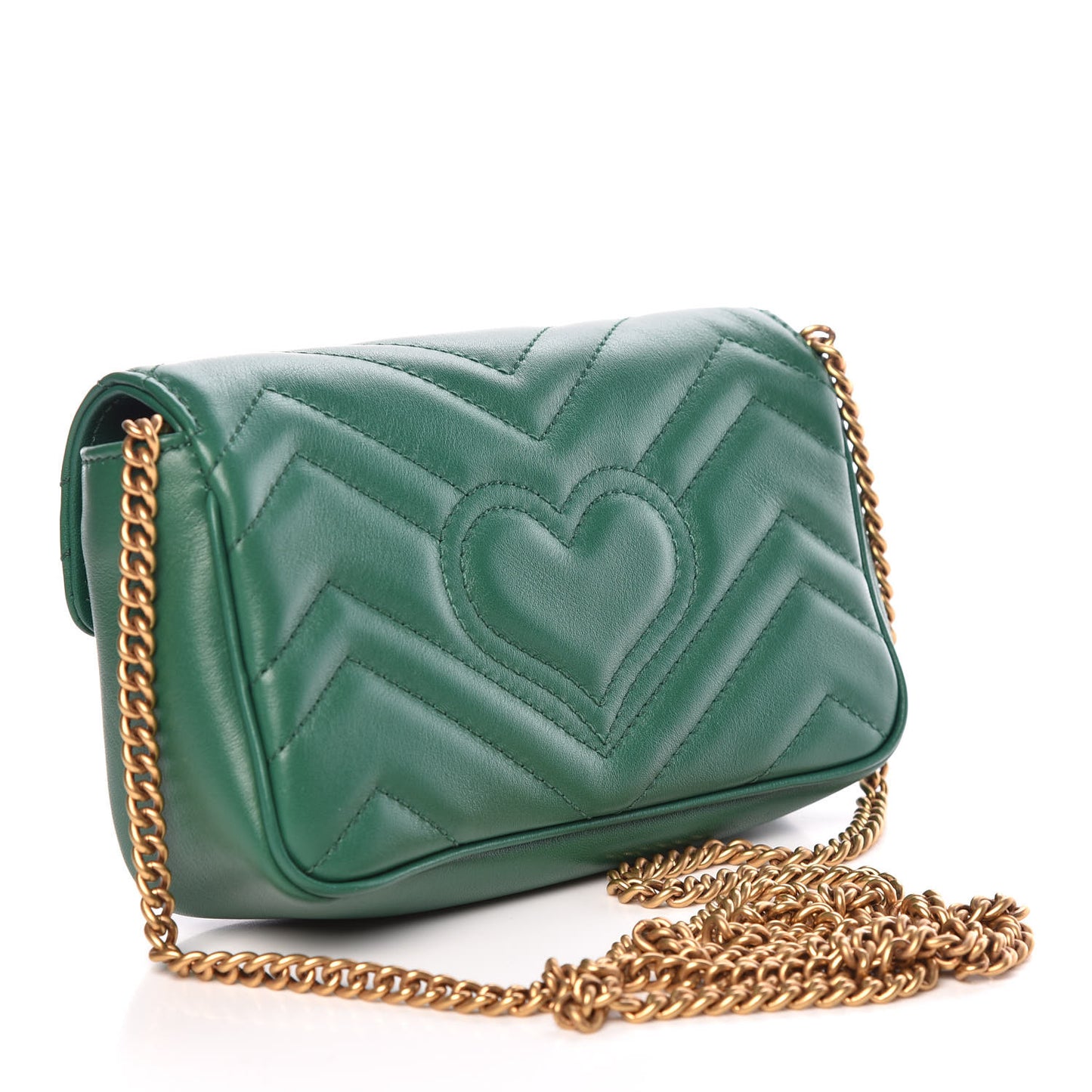 Calfskin Matelasse Super Mini GG Marmont Shoulder Bag Emerald Green