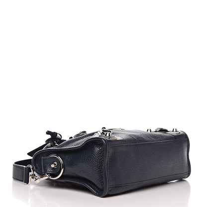 Balenciaga Chevre Silver Metallic Edge Hardware Mini City Bleu Nuit Dark Sea 4 of 9