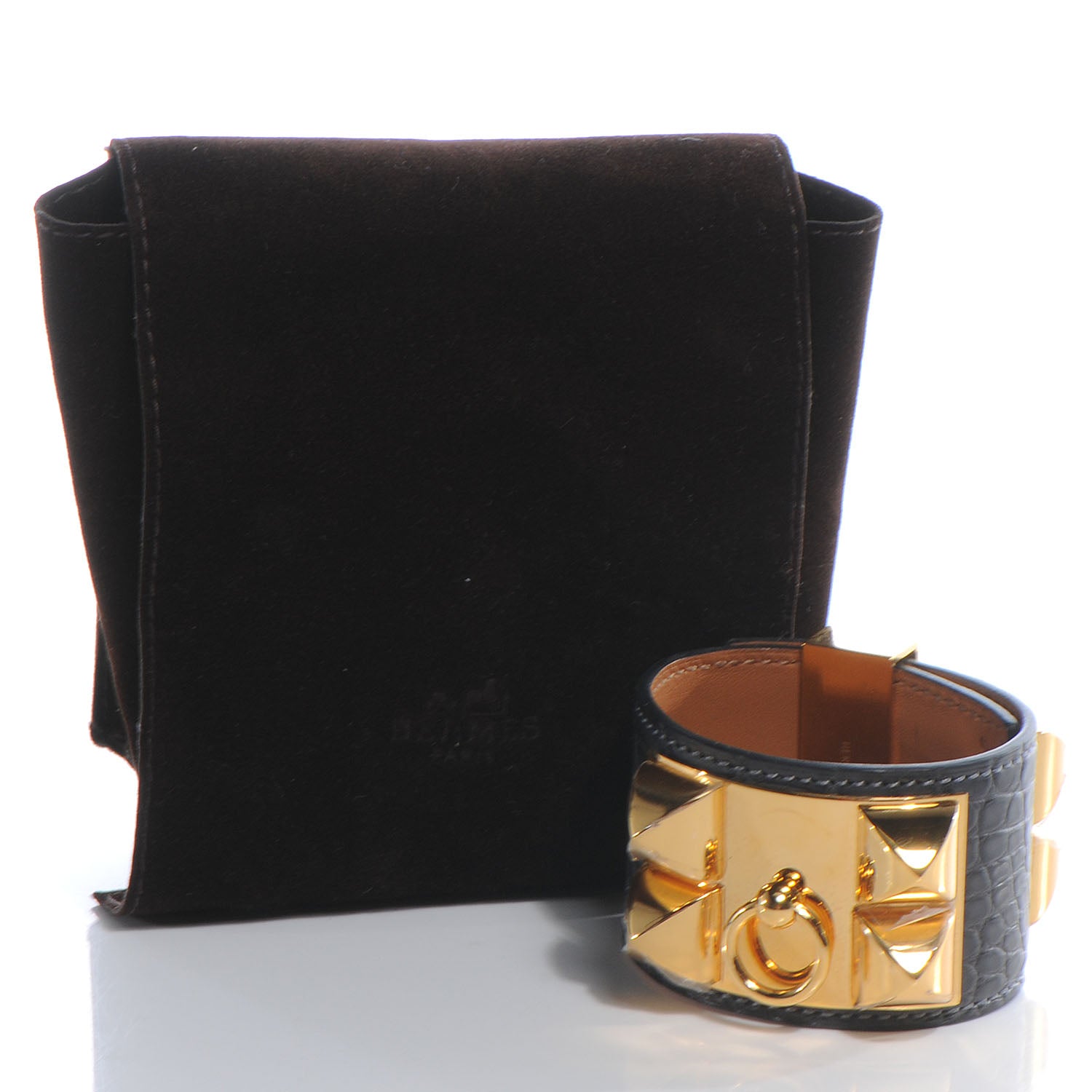 Hermes Matte Alligator Collier De Chien CDC Bracelet S Graphite 5 of 7