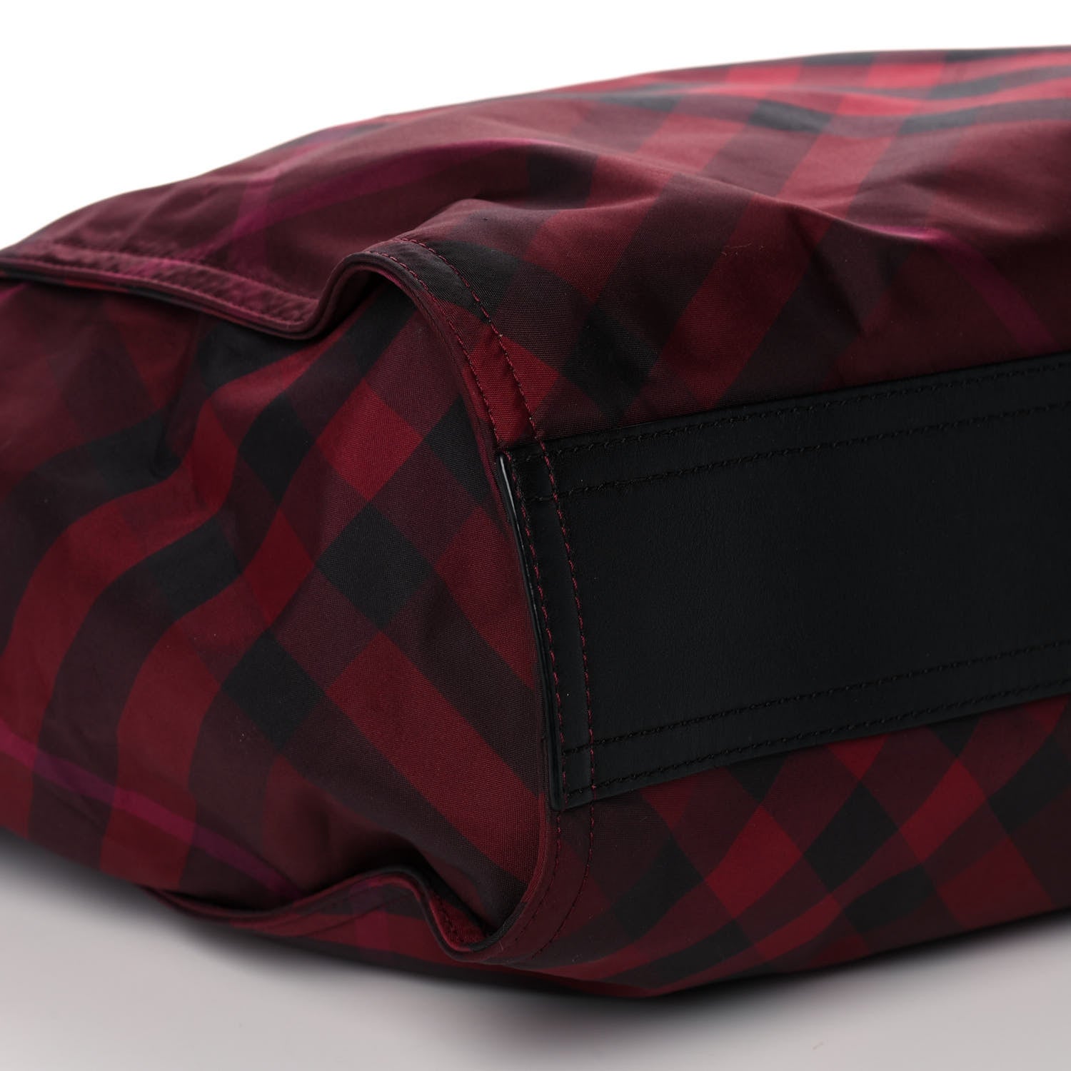 Burberry Nylon Check Small Buckleigh Packable Tote Bright Burgundy 5 of 10