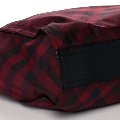 Burberry Nylon Check Small Buckleigh Packable Tote Bright Burgundy 5 of 10
