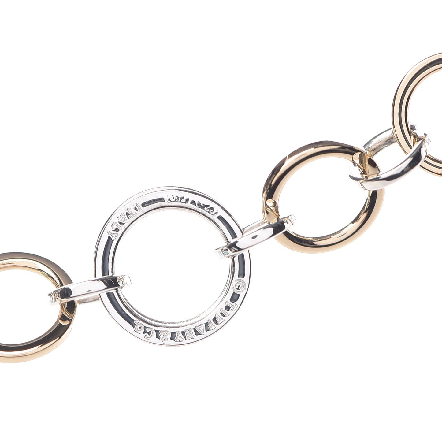18K Yellow Gold Sterling Silver Circle Link Necklace