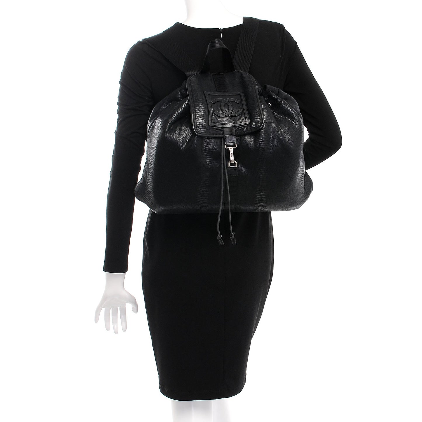 Lizard Printed Jersey Backpack Black