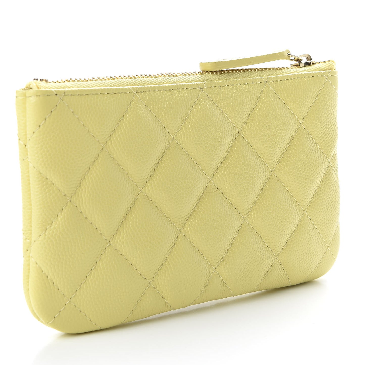 Caviar Quilted Small Pouch Light Yellow
