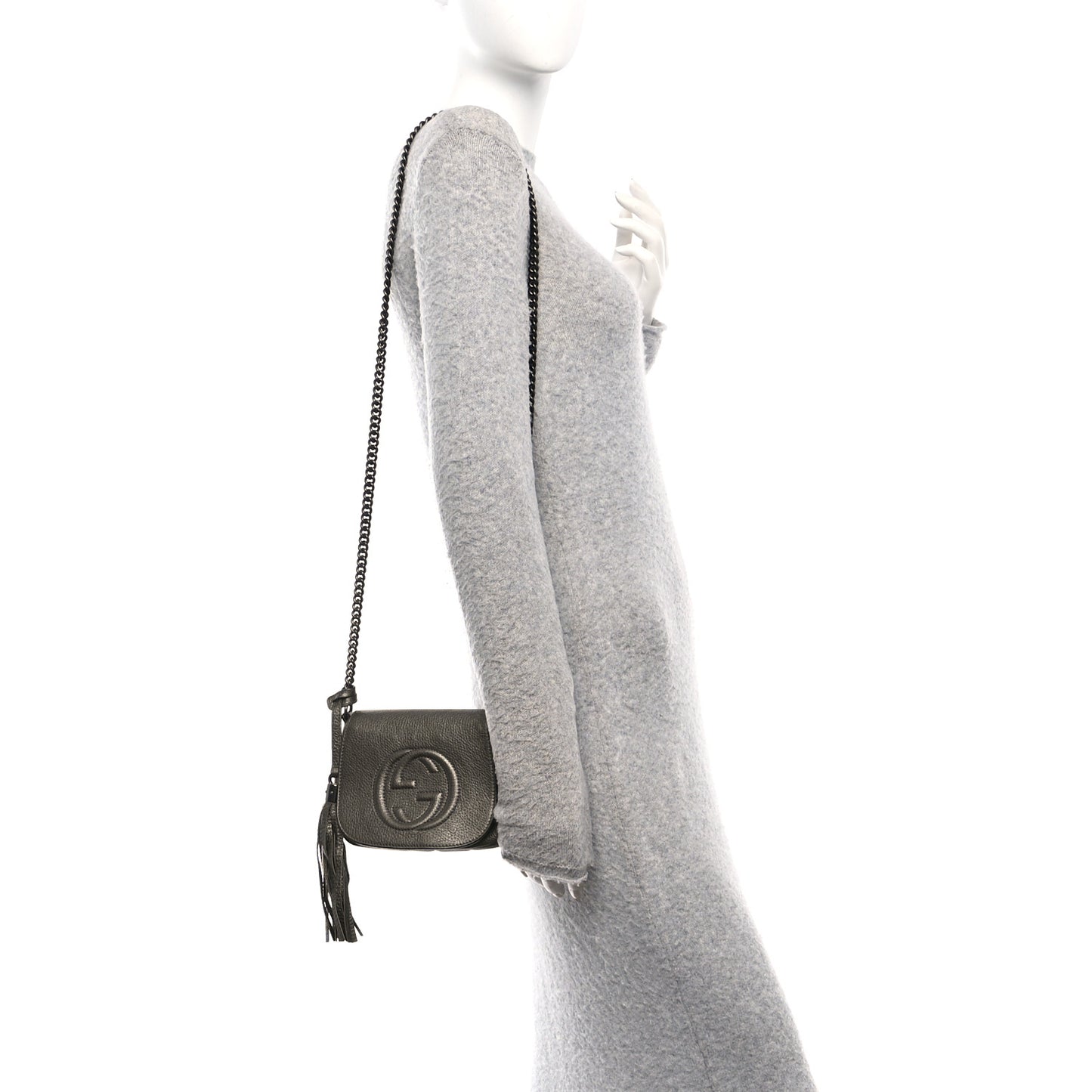 Metallic Pebbled Calfskin Small Soho Flap Crossbody Sasso