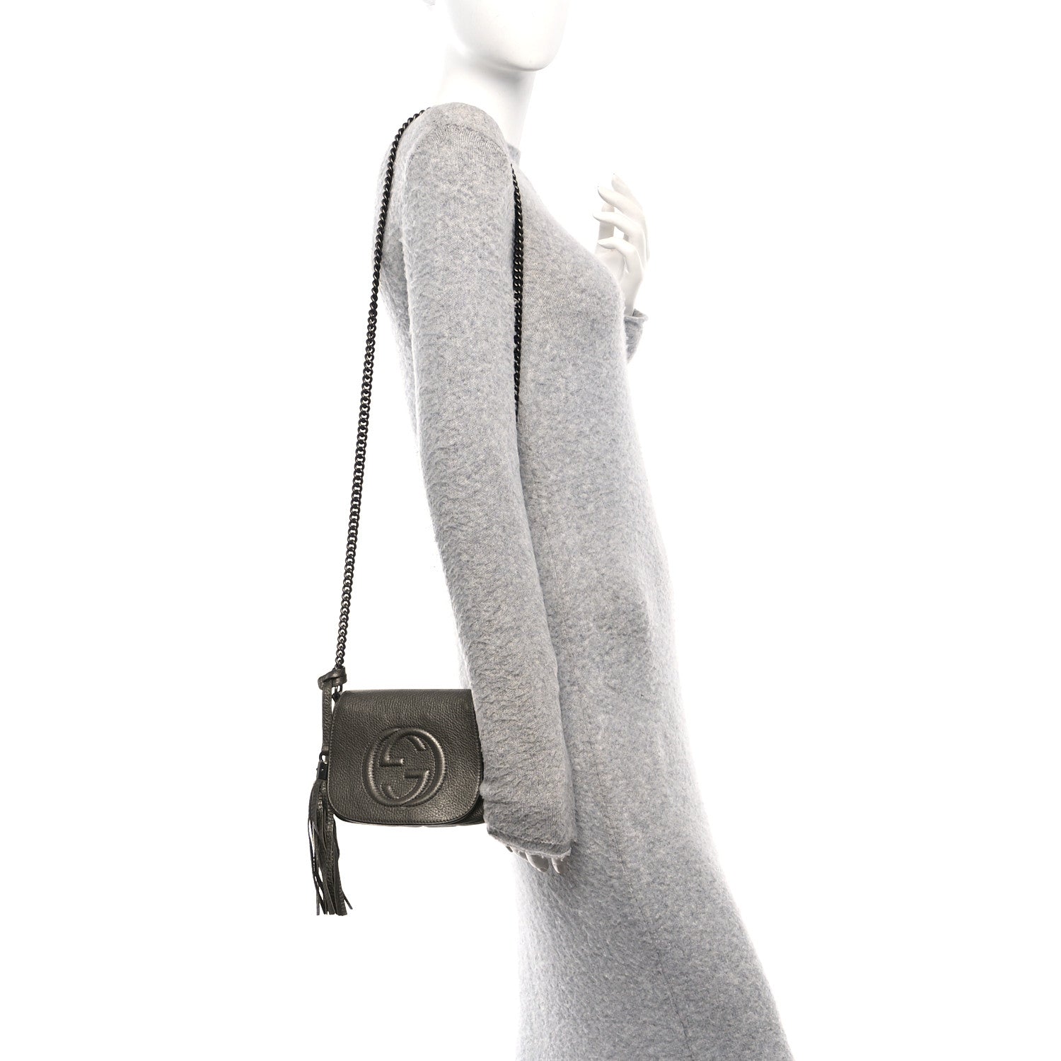 Gucci Metallic Pebbled Calfskin Small Soho Flap Crossbody Sasso 2 of 10