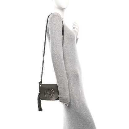 Gucci Metallic Pebbled Calfskin Small Soho Flap Crossbody Sasso 2 of 10