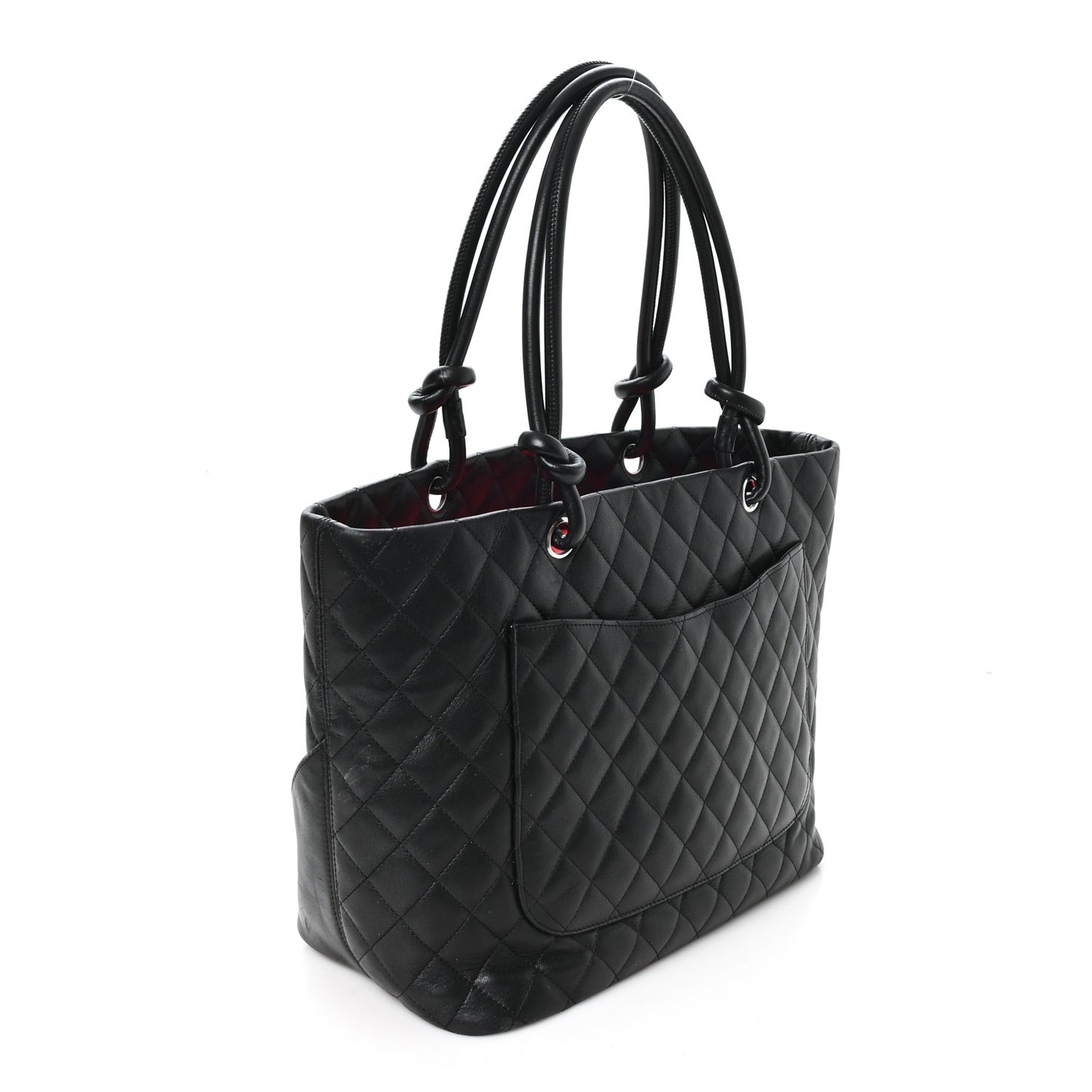 Calfskin Quilted Large Cambon Tote Black