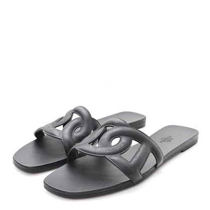 Hermes Rubber Aloha Sandals 38 Black 4 of 9