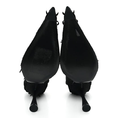 Balenciaga Lace Mesh Lingerie Square Bow Knife 80mm Pumps 37.5 Black 6 of 9