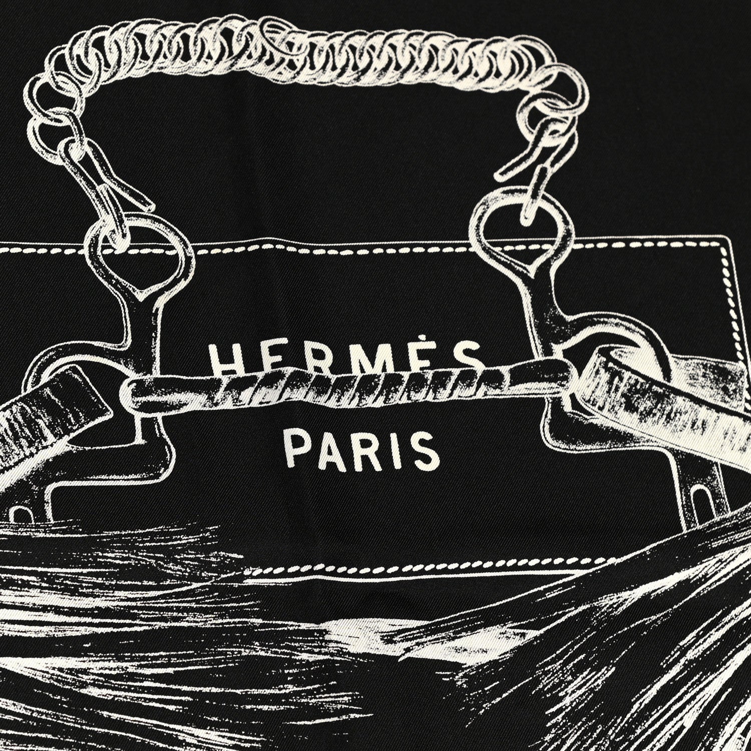 Hermes Silk Projets Carres Scarf 90 Black White 3 of 7