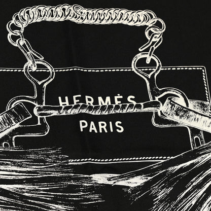 Hermes Silk Projets Carres Scarf 90 Black White 3 of 7