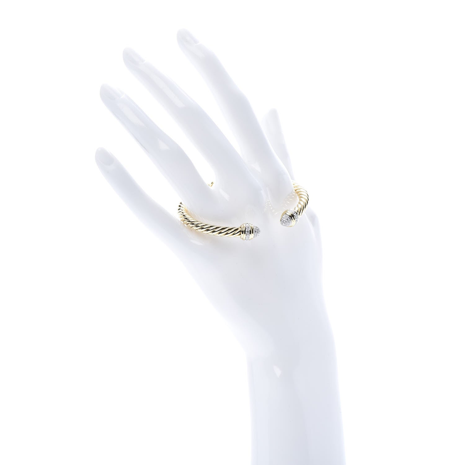 David Yurman 18K Yellow Gold Pave Diamond 5mm Cable Bracelet 2 of 6
