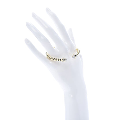David Yurman 18K Yellow Gold Pave Diamond 5mm Cable Bracelet 2 of 6