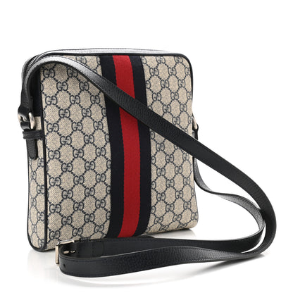 Gucci GG Supreme Monogram Textured Dollar Calfskin Web Small Ophidia Messenger Bag Beige Blue 3 of 12