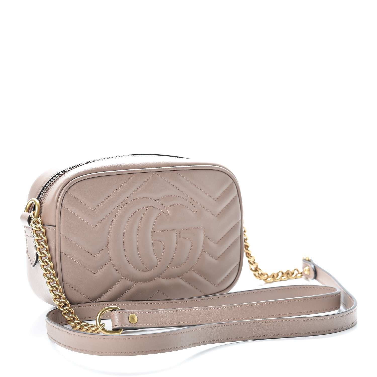 Gucci Calfskin Matelasse Mini GG Marmont Chain Shoulder Bag Porcelain Rose 3 of 11
