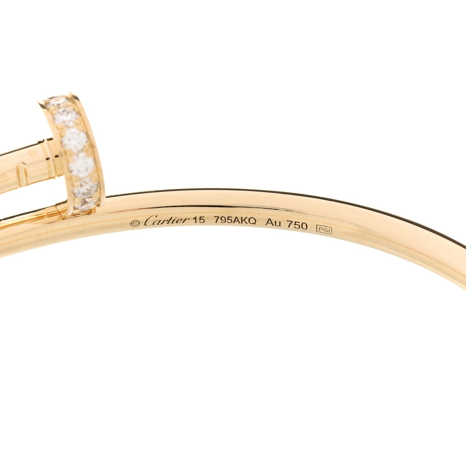 Cartier 18K Yellow Gold Diamond Small Juste Un Clou Bracelet 15 4 of 4