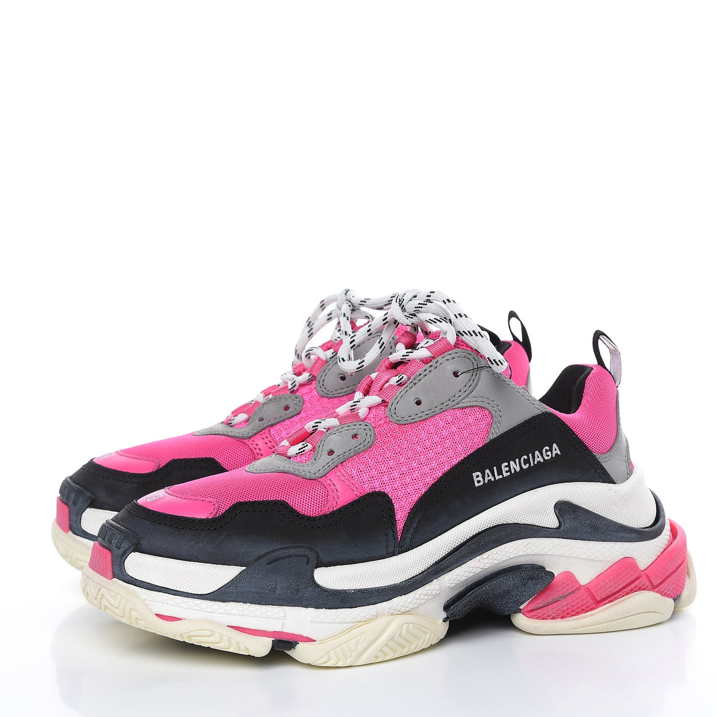 Fabric Mesh Womens Triple S Sneakers 39 Fluo Pink Grey White