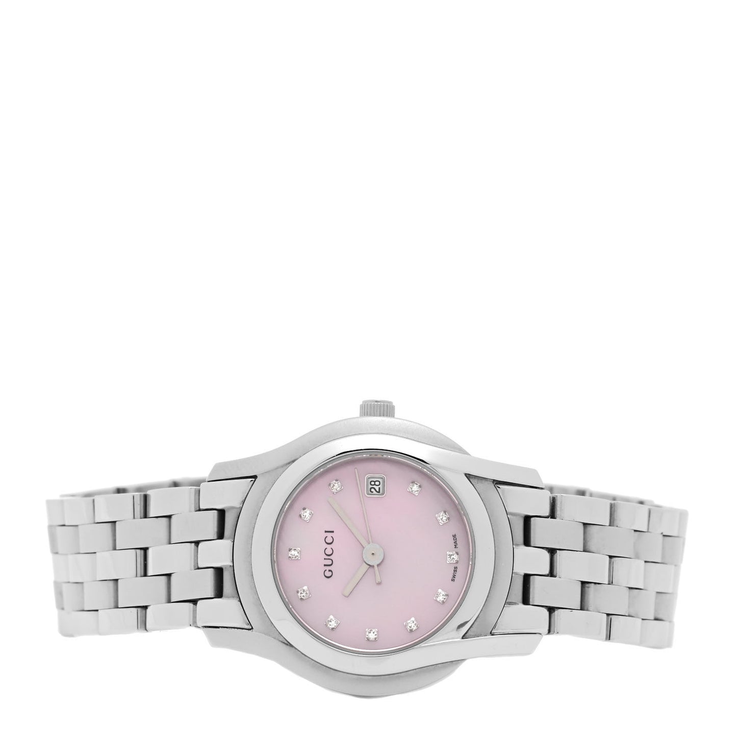 Stainless Steel Diamond Pink Mother of Pearl 27mm 5500L Quartz Watch