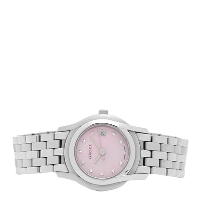 Gucci Stainless Steel Diamond Pink Mother of Pearl 27mm 5500L Quartz Watch 2 of 4