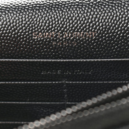 Saint Laurent Grain De Poudre Matelasse Chevron Monogram Envelope Chain Wallet Black 6 of 8