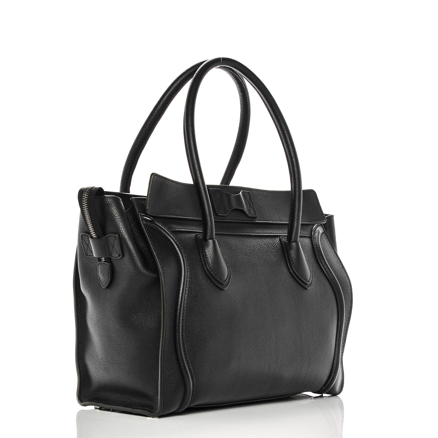 Celine Drummed Calfskin Shoulder Luggage Black 3 of 8