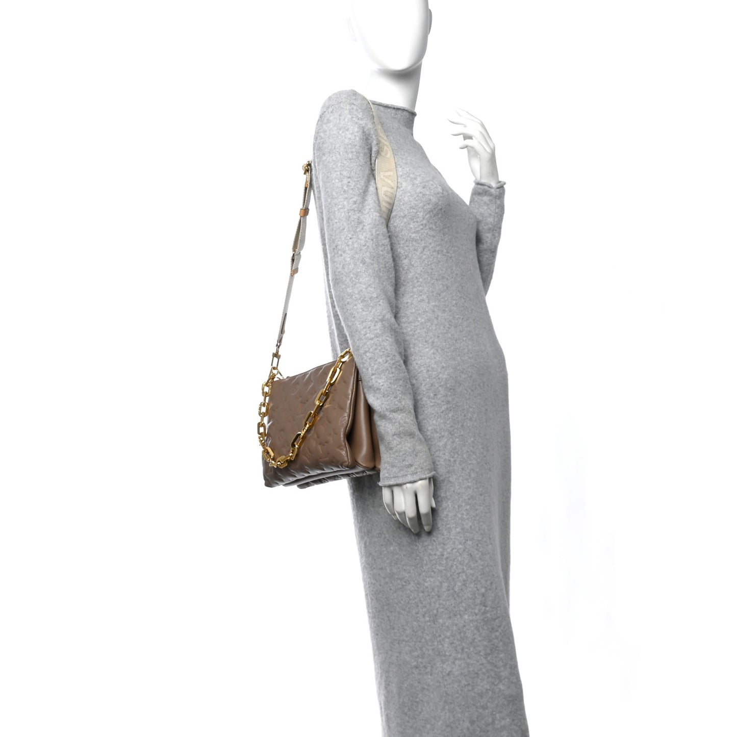 Lambskin Embossed Monogram Coussin PM Taupe