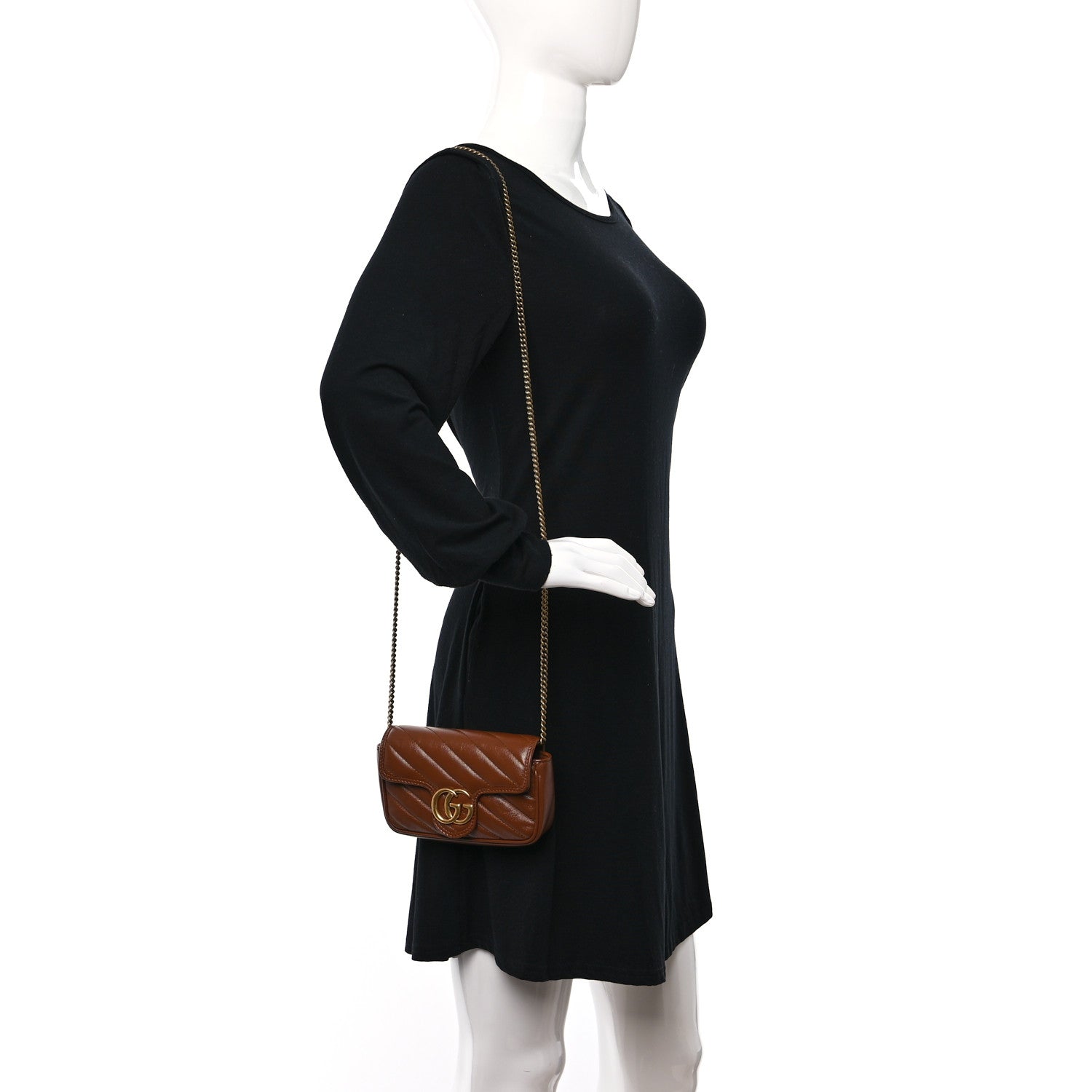 Gucci Azalea Calfskin Matelasse Diagonal Super Mini GG Marmont Shoulder Bag Cuir 2 of 11