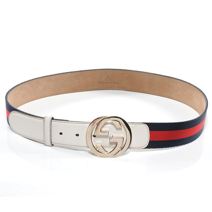Gucci Leather Web Belt 90 36 White 1 of 4