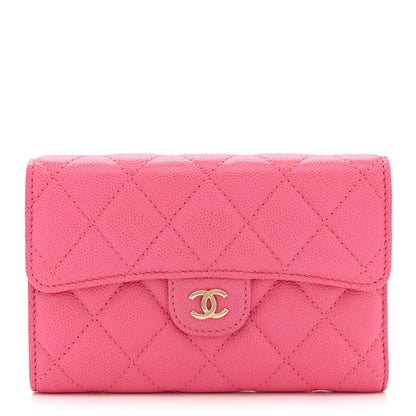 Chanel Caviar Quilted Medium Flap Wallet Pink 1 of 12