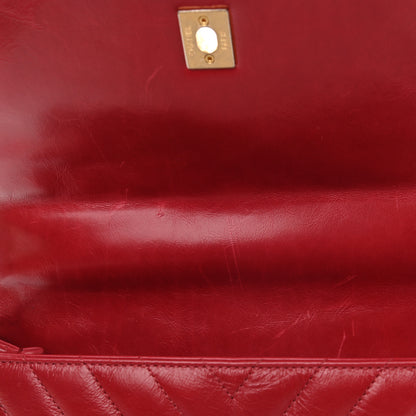 Chanel Calfskin Chevron Quilted Small Coco Handle Flap Red 10 of 13