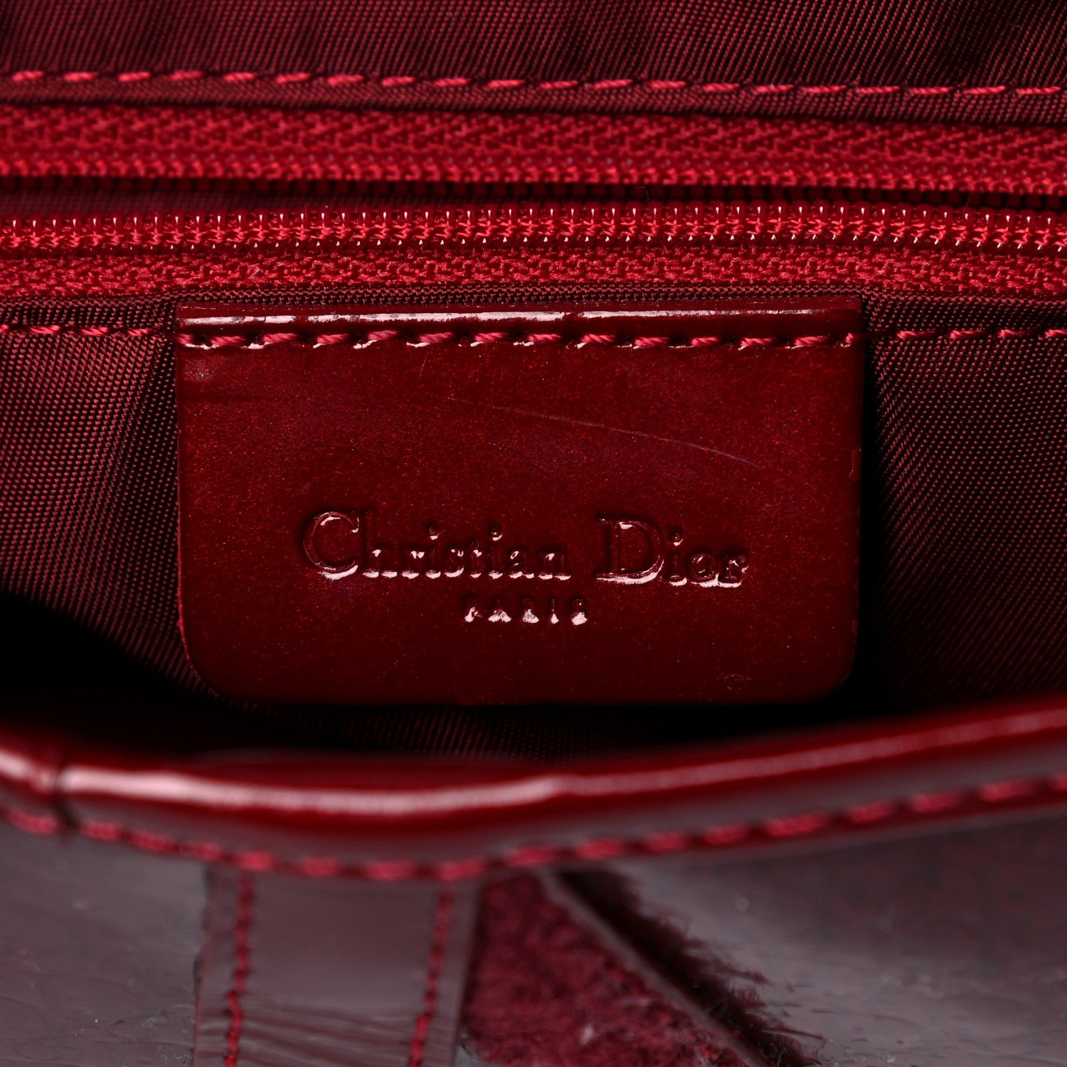 Christian Dior Patent Diorissimo Double Saddle Bag Dark Red 8 of 10