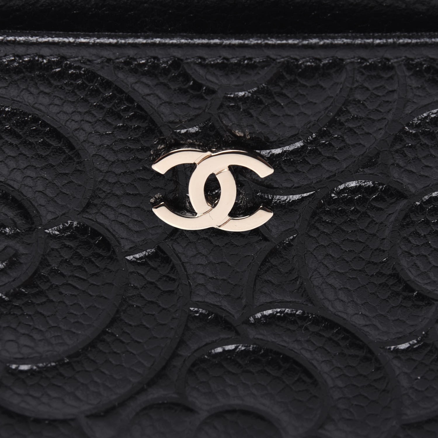 Chanel Caviar Camellia Embossed Card Holder Black 10 of 11