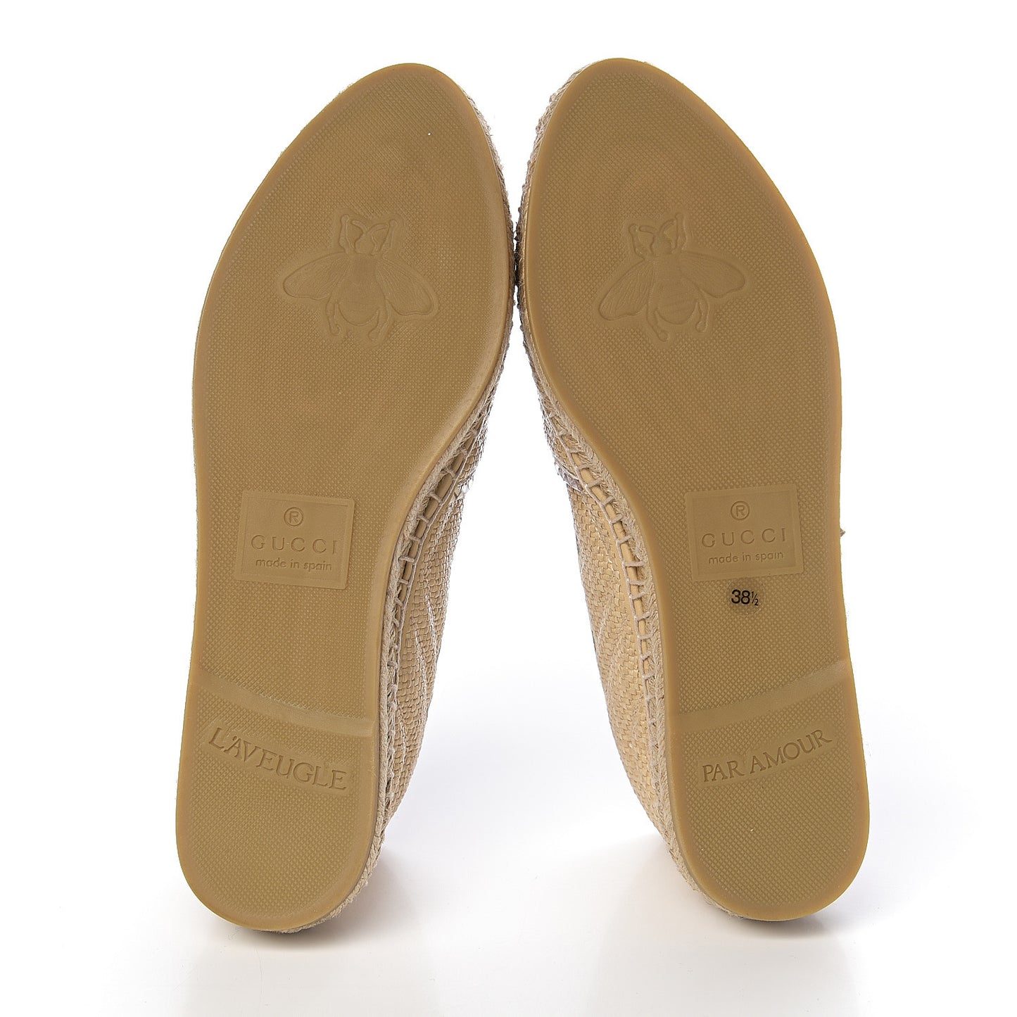 Straw Elaphe Matelasse GG Marmont Espadrilles 38.5 Natural Cream Brown