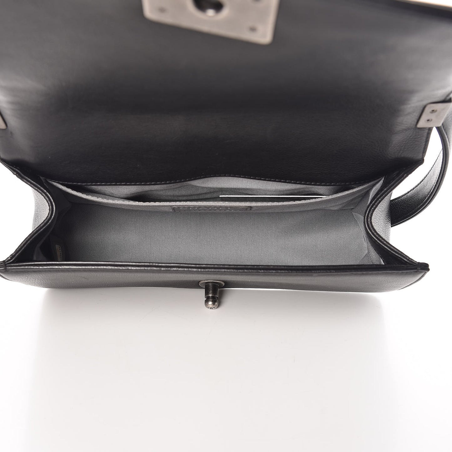 Calfskin Double Stitch Medium Boy Flap Black