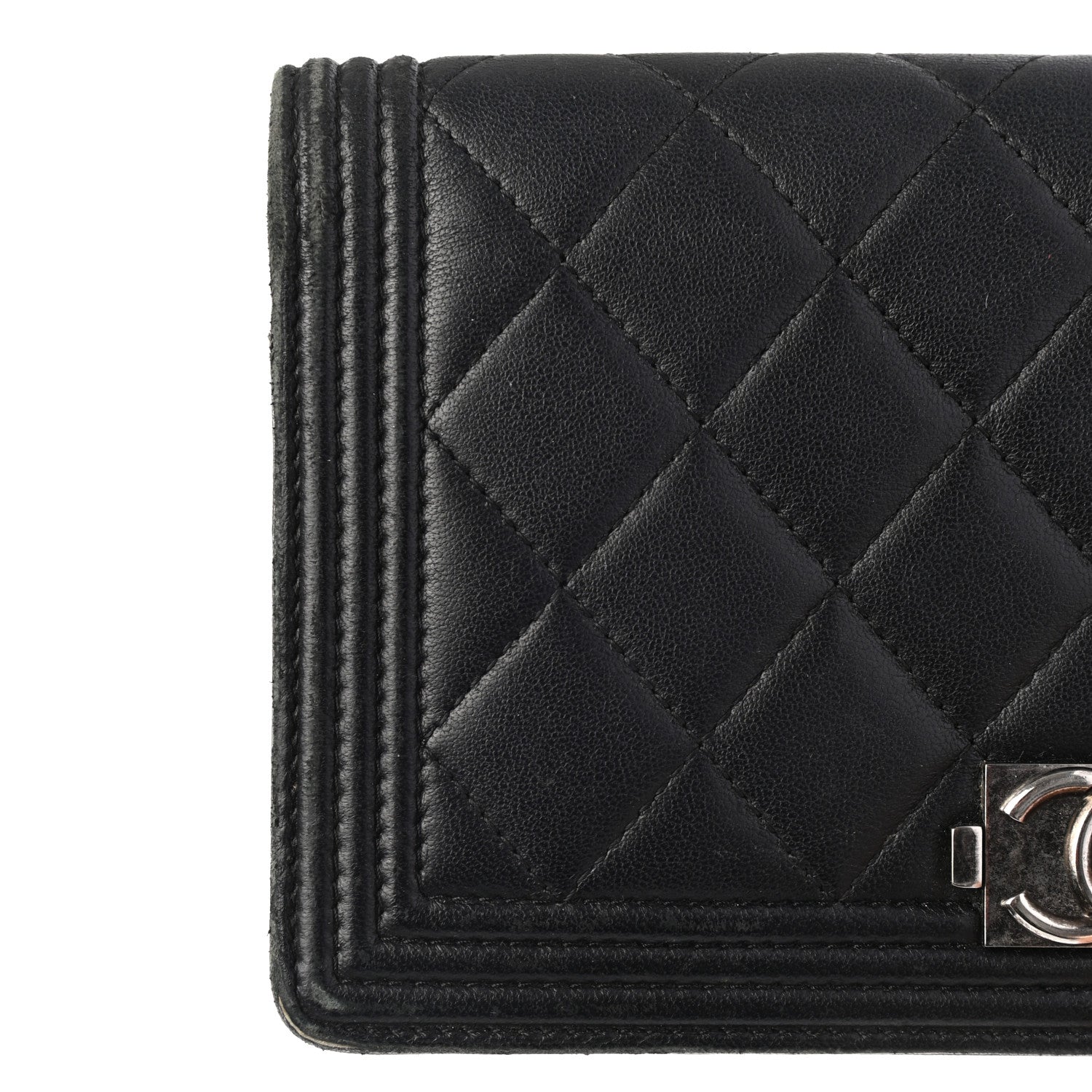 Chanel Lambskin Quilted Boy Yen Wallet Black 12 of 16