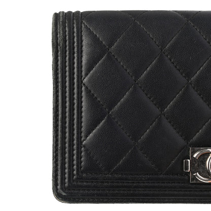 Chanel Lambskin Quilted Boy Yen Wallet Black 12 of 16